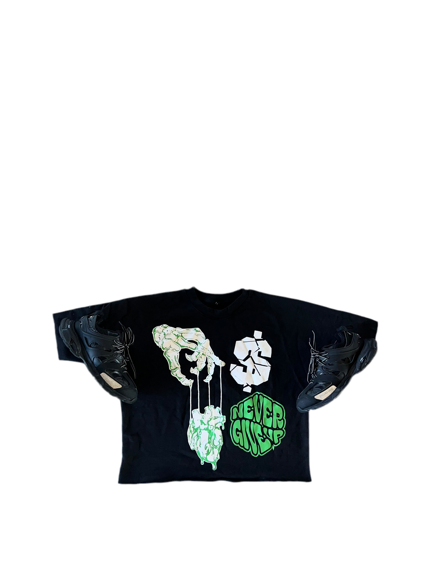"NEVER GIVE UP "OVERSIZE TEE